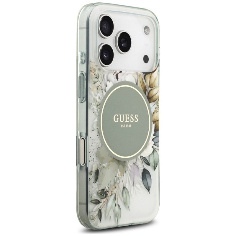 Guess IML Flower & Tonal Circle MagSafe Case for Apple iPhone 18 Pro Max / 17 Pro Max, green
