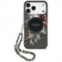 Guess IML Flowers Pearl Strap MagSafe Case for Apple iPhone 18 Pro Max / 17 Pro Max, black