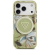 Guess IML Glitter Flowers Triangle MagSafe Case for Apple iPhone 18 Pro Max / 17 Pro Max, green
