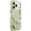 Guess IML Glitter Flowers Triangle MagSafe Case for Apple iPhone 18 Pro Max / 17 Pro Max, green