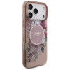 Guess IML Flowers Pearl Strap MagSafe Case for Apple iPhone 18 Pro Max / 17 Pro Max, pink