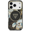 Guess IML Glitter Flowers Triangle MagSafe Case for Apple iPhone 18 Pro Max / 17 Pro Max, black