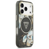 Guess IML Glitter Flowers Triangle MagSafe Case for Apple iPhone 18 Pro Max / 17 Pro Max, black