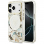 Guess IML Glitter Flowers Triangle MagSafe Case for Apple iPhone 18 Pro Max / 17 Pro Max, White