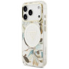 Guess IML Glitter Flowers Triangle MagSafe Case for Apple iPhone 18 Pro Max / 17 Pro Max, White