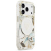 Guess IML Glitter Flowers Triangle MagSafe Case for Apple iPhone 18 Pro Max / 17 Pro Max, White