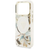 Guess IML Glitter Flowers Triangle MagSafe Case for Apple iPhone 18 Pro Max / 17 Pro Max, White