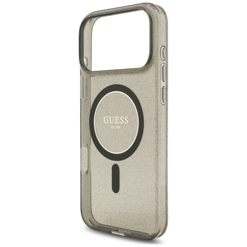Guess IML Glitter Pearl Strap MagSafe Case for Apple iPhone 18 Pro / 17 Pro, Black