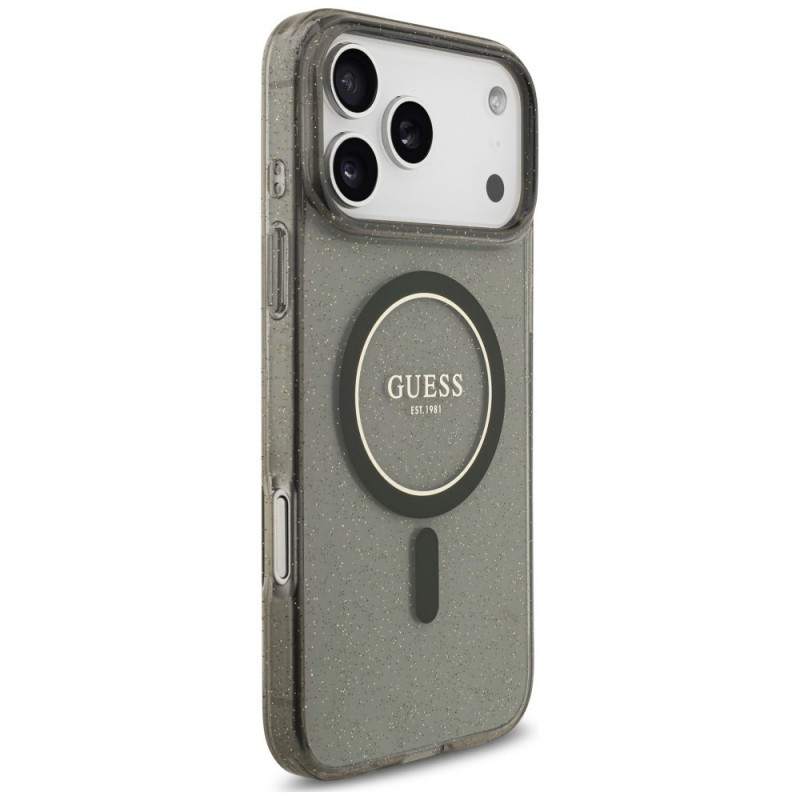 Guess IML Glitter Pearl Strap MagSafe Case for Apple iPhone 18 Pro Max / 17 Pro Max, Black