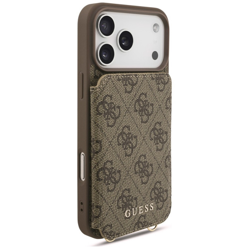 Guess 4G Cardslots & Magnetic Closure Crossbody Case for Apple iPhone 18 Pro Max / 17 Pro Max, brown