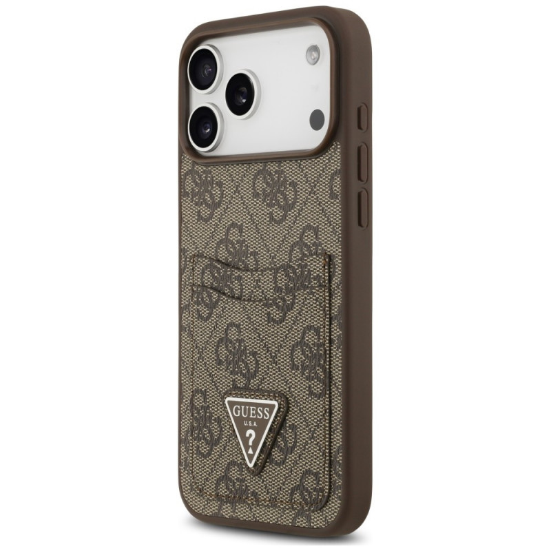 Guess 4G Double Card Triangle Case for Apple iPhone 18 Pro Max / 17 Pro Max, Brown