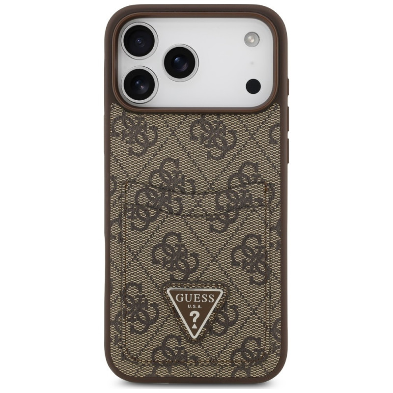 Guess 4G Double Card Triangle Case for Apple iPhone 18 Pro Max / 17 Pro Max, Brown