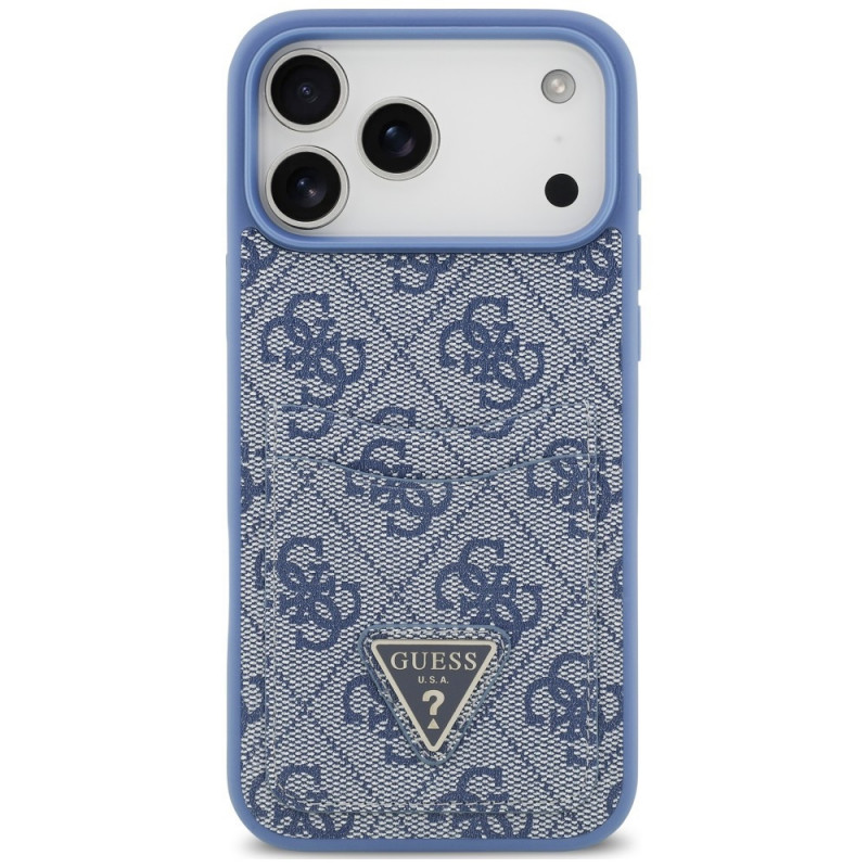 Guess 4G Double Card Triangle Case for Apple iPhone 18 Pro Max / 17 Pro Max, Blue