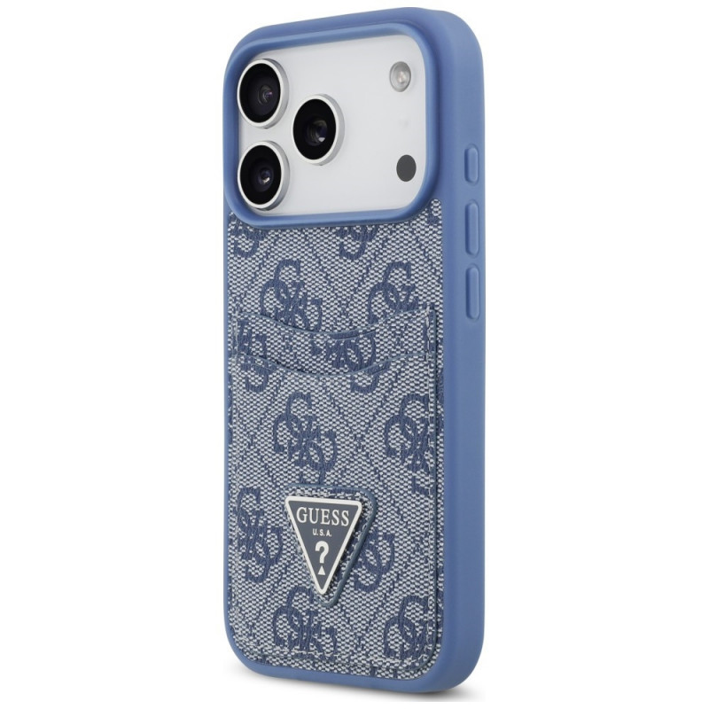 Guess 4G Double Card Triangle Case for Apple iPhone 18 Pro / 17 Pro, Blue