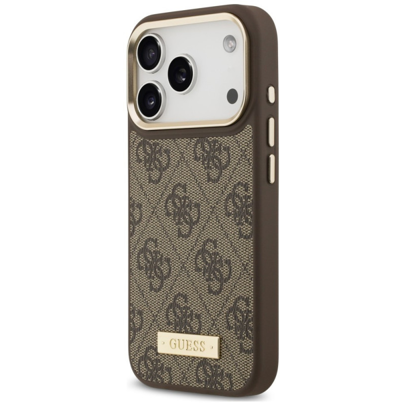 Guess 4G Logo Plate MagSafe Case for Apple iPhone 18 Pro / 17 Pro, Brown