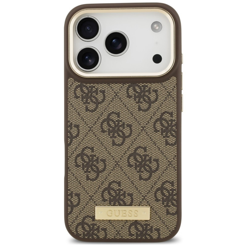 Guess 4G Logo Plate MagSafe Case for Apple iPhone 18 Pro / 17 Pro, Brown