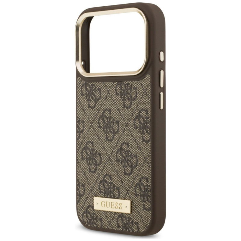 Guess 4G Logo Plate MagSafe Case for Apple iPhone 18 Pro / 17 Pro, Brown