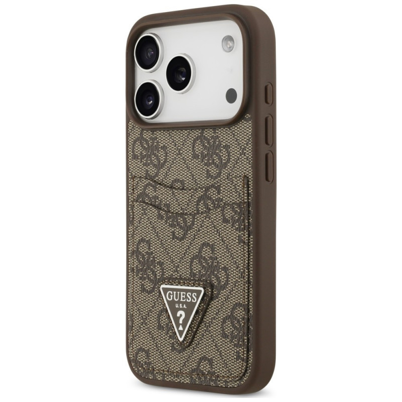 Guess 4G Double Card Triangle Case for Apple iPhone 18 Pro / 17 Pro, Brown