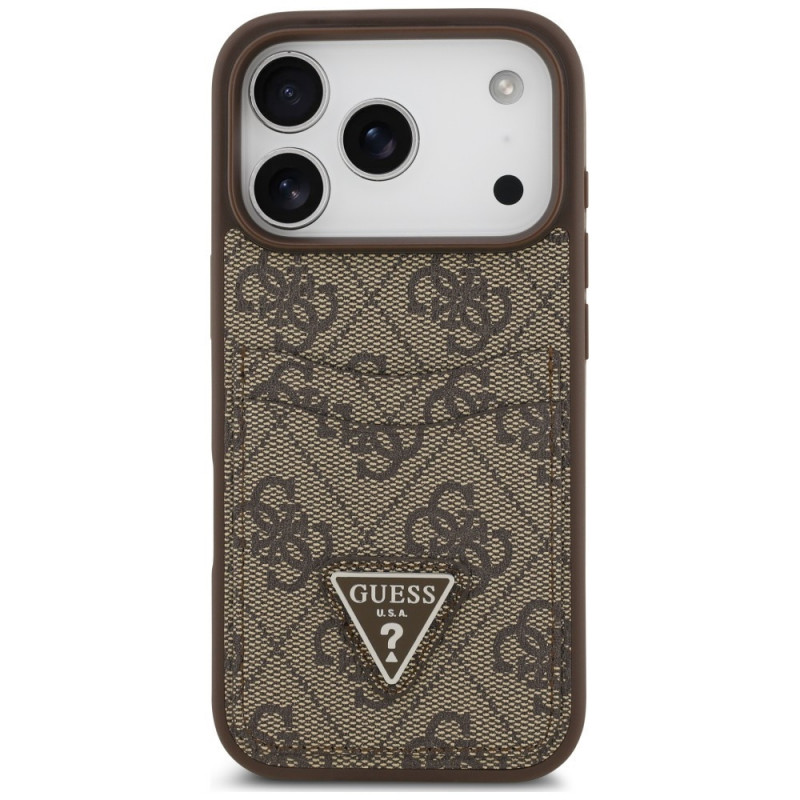 Guess 4G Double Card Triangle Case for Apple iPhone 18 Pro / 17 Pro, Brown