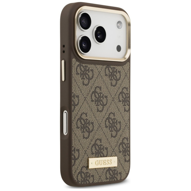 Guess 4G Logo Plate MagSafe Case for Apple iPhone 18 Pro Max / 17 Pro Max, Brown