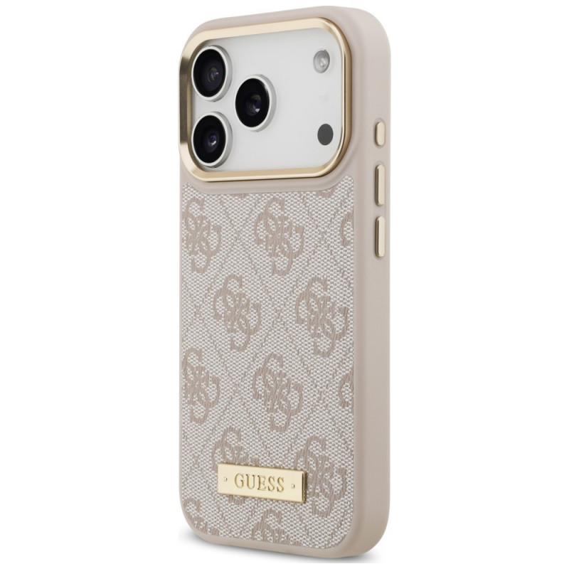 Guess 4G Logo Plate MagSafe Case for Apple iPhone 18 Pro / 17 Pro, Pink