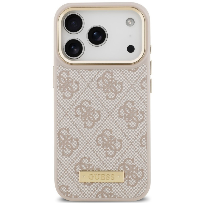 Guess 4G Logo Plate MagSafe Case for Apple iPhone 18 Pro / 17 Pro, Pink