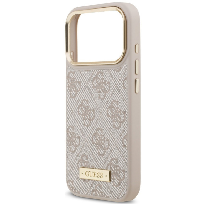 Guess 4G Logo Plate MagSafe Case for Apple iPhone 18 Pro / 17 Pro, Pink