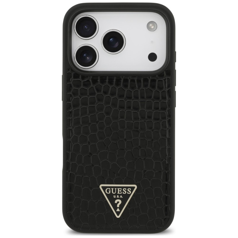 Guess Croco Triangle Logo MagSafe Case for Apple iPhone 18 Pro Max / 17 Pro Max, Black