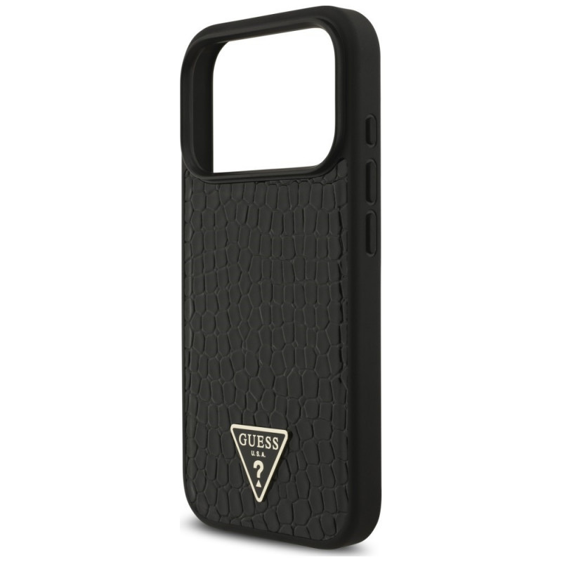 Guess Croco Triangle Logo MagSafe Case for Apple iPhone 18 Pro Max / 17 Pro Max, Black
