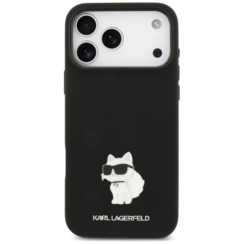 Karl Lagerfeld Silicone Choupette Metal Pin Case for Apple iPhone 18 Pro Max / 17 Pro Max, Black