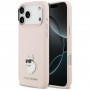 Karl Lagerfeld Silicone Choupette Metal Pin Case for Apple iPhone 18 Pro Max / 17 Pro Max, Pink