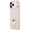 Karl Lagerfeld Silicone Choupette Metal Pin Case for Apple iPhone 18 Pro Max / 17 Pro Max, Pink