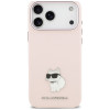 Karl Lagerfeld Silicone Choupette Metal Pin Case for Apple iPhone 18 Pro Max / 17 Pro Max, Pink