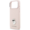 Karl Lagerfeld Silicone Choupette Metal Pin Case for Apple iPhone 18 Pro Max / 17 Pro Max, Pink
