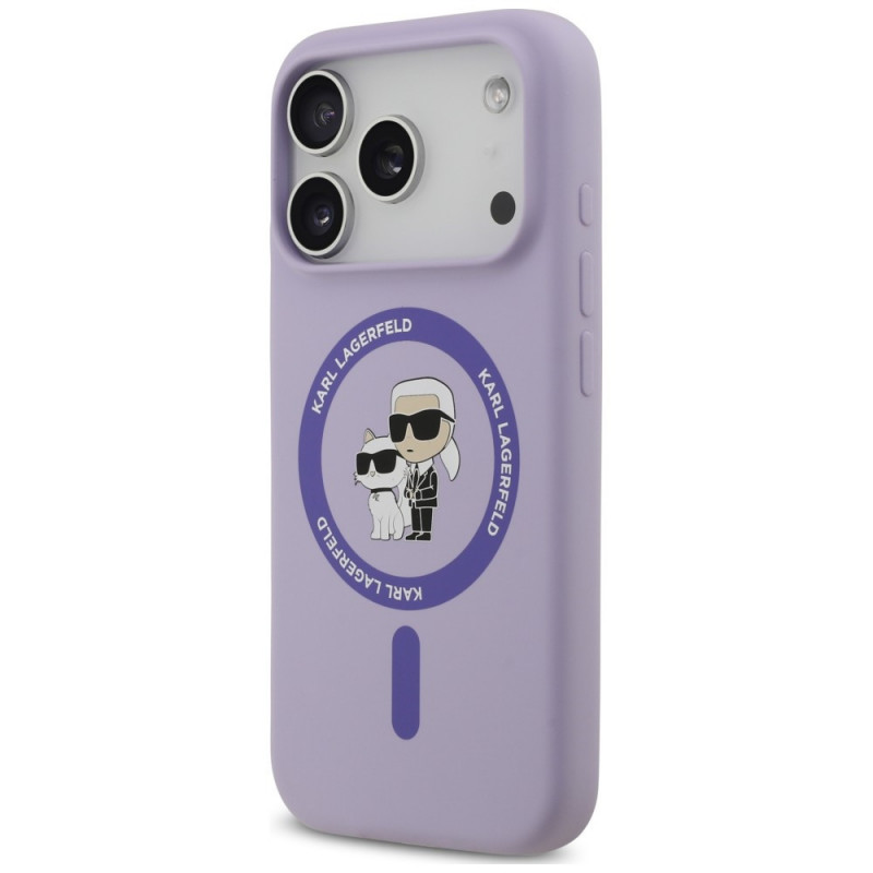 Karl Lagerfeld Silicone Karl&Choupette Ring MagSafe Case for Apple iPhone 18 Pro / 17 Pro, Purple