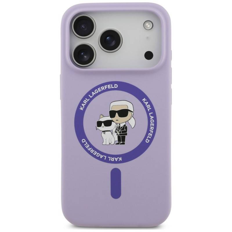 Karl Lagerfeld Silicone Karl&Choupette Ring MagSafe Case for Apple iPhone 18 Pro / 17 Pro, Purple