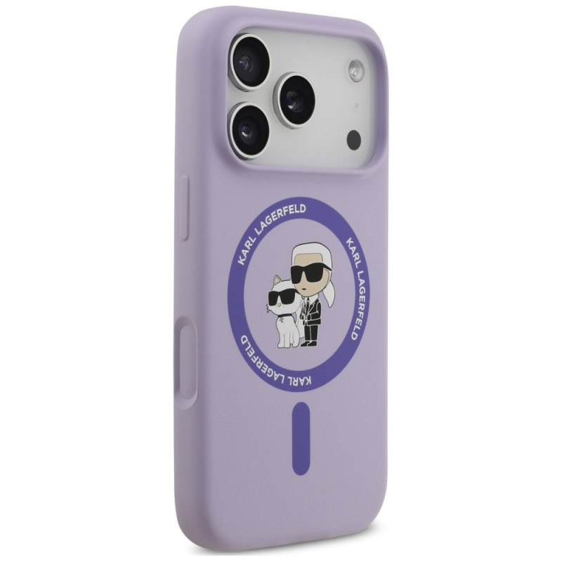 Karl Lagerfeld Silicone Karl&Choupette Ring MagSafe Case for Apple iPhone 18 Pro / 17 Pro, Purple