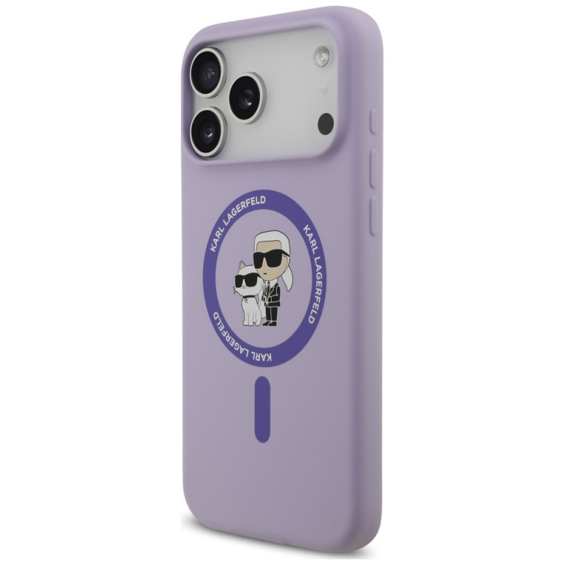 Karl Lagerfeld Silicone Karl&Choupette Ring MagSafe Case for Apple iPhone 18 Pro Max / iPhone 17 Pro Max, Purple
