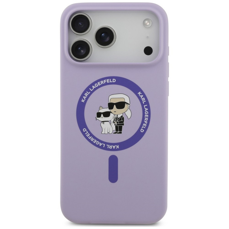 Karl Lagerfeld Silicone Karl&Choupette Ring MagSafe Case for Apple iPhone 18 Pro Max / iPhone 17 Pro Max, Purple