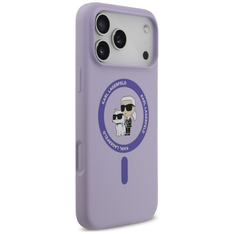 Karl Lagerfeld Silicone Karl&Choupette Ring MagSafe Case for Apple iPhone 18 Pro Max / iPhone 17 Pro Max, Purple