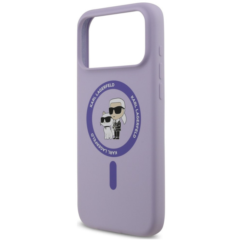 Karl Lagerfeld Silicone Karl&Choupette Ring MagSafe Case for Apple iPhone 18 Pro Max / iPhone 17 Pro Max, Purple