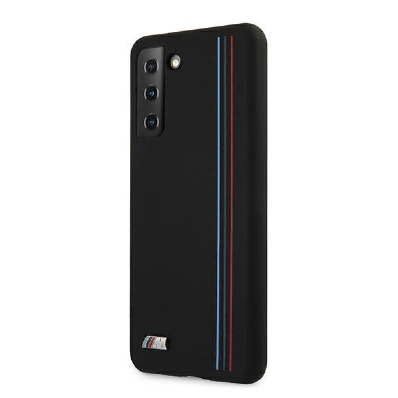 BMW BMHCS21MSIVTBK Silicone Stripes M Collection Case for Samsung Galaxy S21+, Black