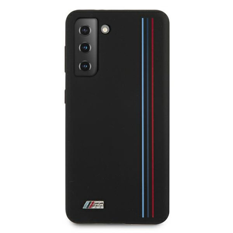 BMW BMHCS21MSIVTBK Silicone Stripes M Collection Case for Samsung Galaxy S21+, Black