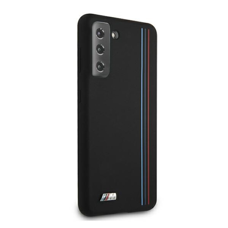 BMW BMHCS21MSIVTBK Silicone Stripes M Collection Case for Samsung Galaxy S21+, Black