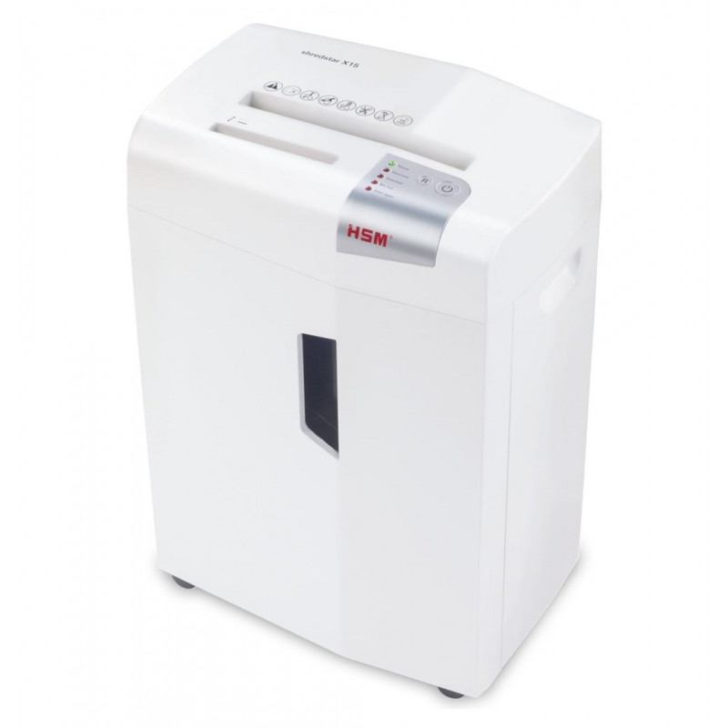 HSM shredstar X15 Document Shredder, 30 L, 4x37 mm Particle Cut (P-4), White