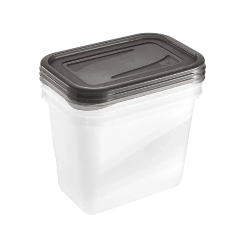 keeeper Fredo Fresh Food Container Set, 3 x 1.0 L, rectangular, transparent base, grey lid