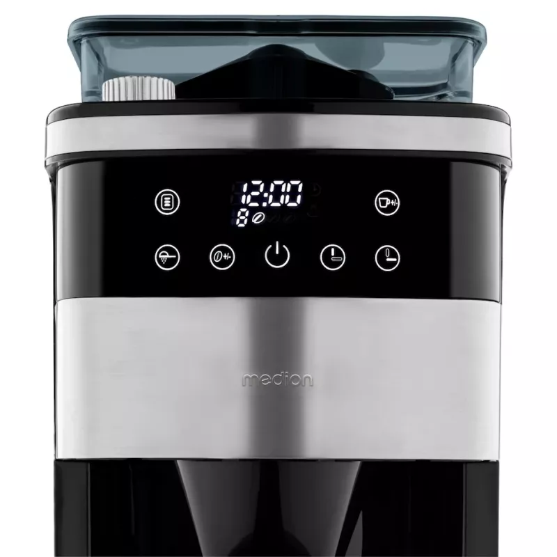 Medion MD 19911 Filter Coffee Machine with Grinder, Thermos Jug, 1000 W, Silver/Black