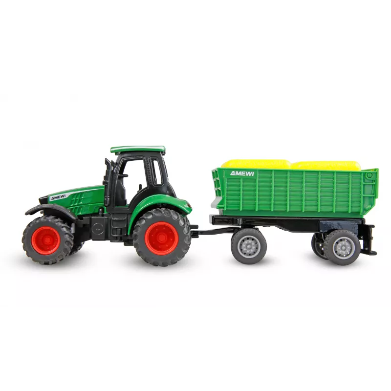 Amewi metal tractor with trailer, 1:64, RTR, green