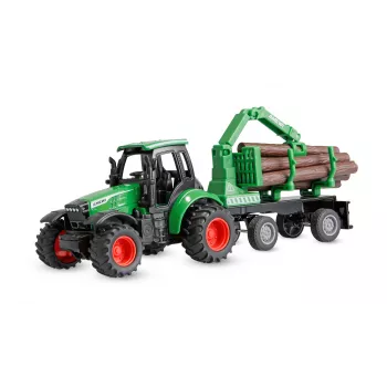 Amewi metal tractor with forestry trailer, 1:64, RTR, green