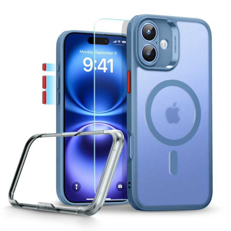 ESR Classic Pro Set HaloLock MagSafe Case with Tempered Glass for Apple iPhone 16, Frosted Blue